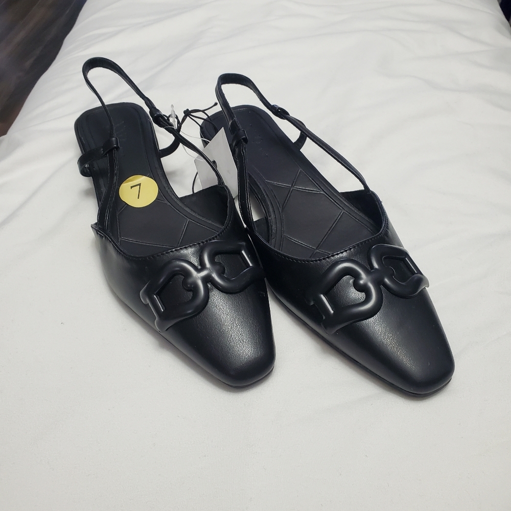 Black Leather Slingback Shoes